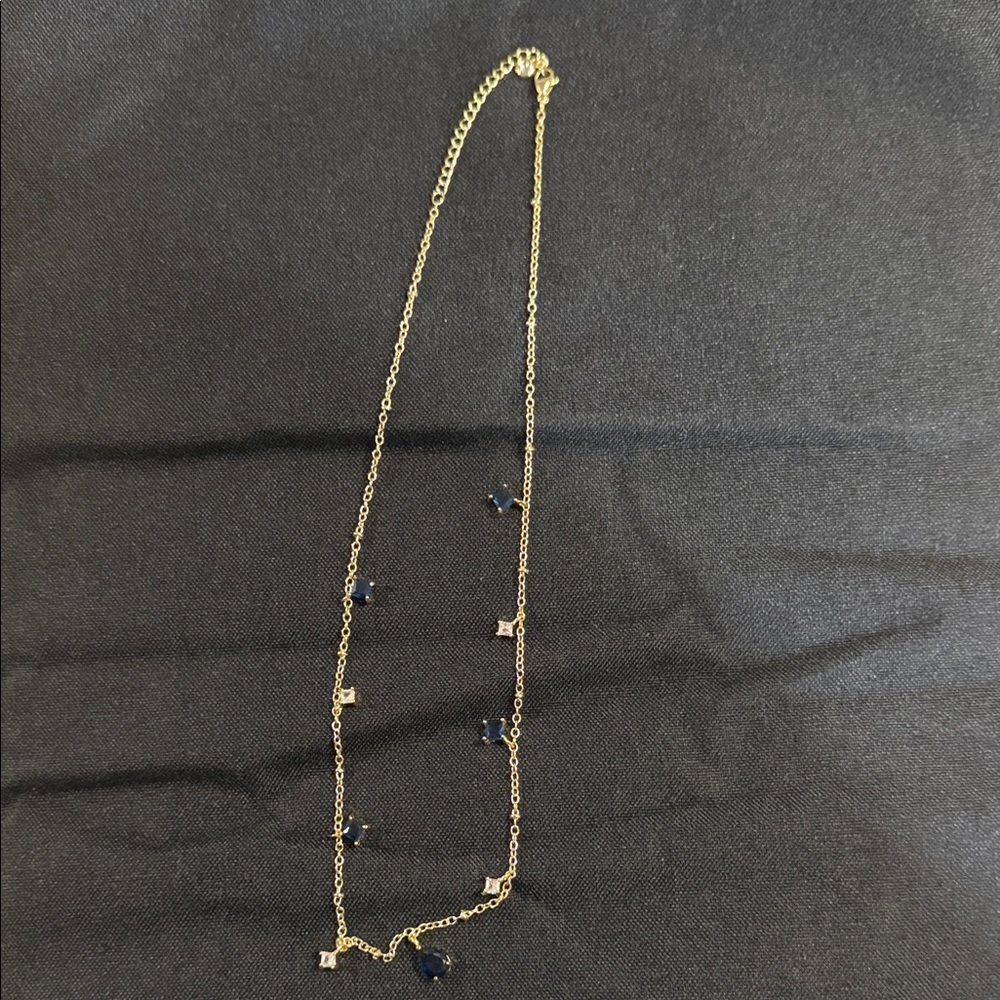Chic Gold Necklace with Blue Accents